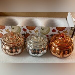 Set of Three Pumpkin-Shaped Jars with Three Different Scented Candles
